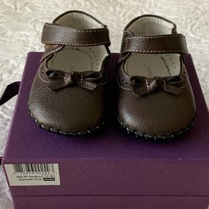Pediped 12-18 month brown & pink bow leather shoes